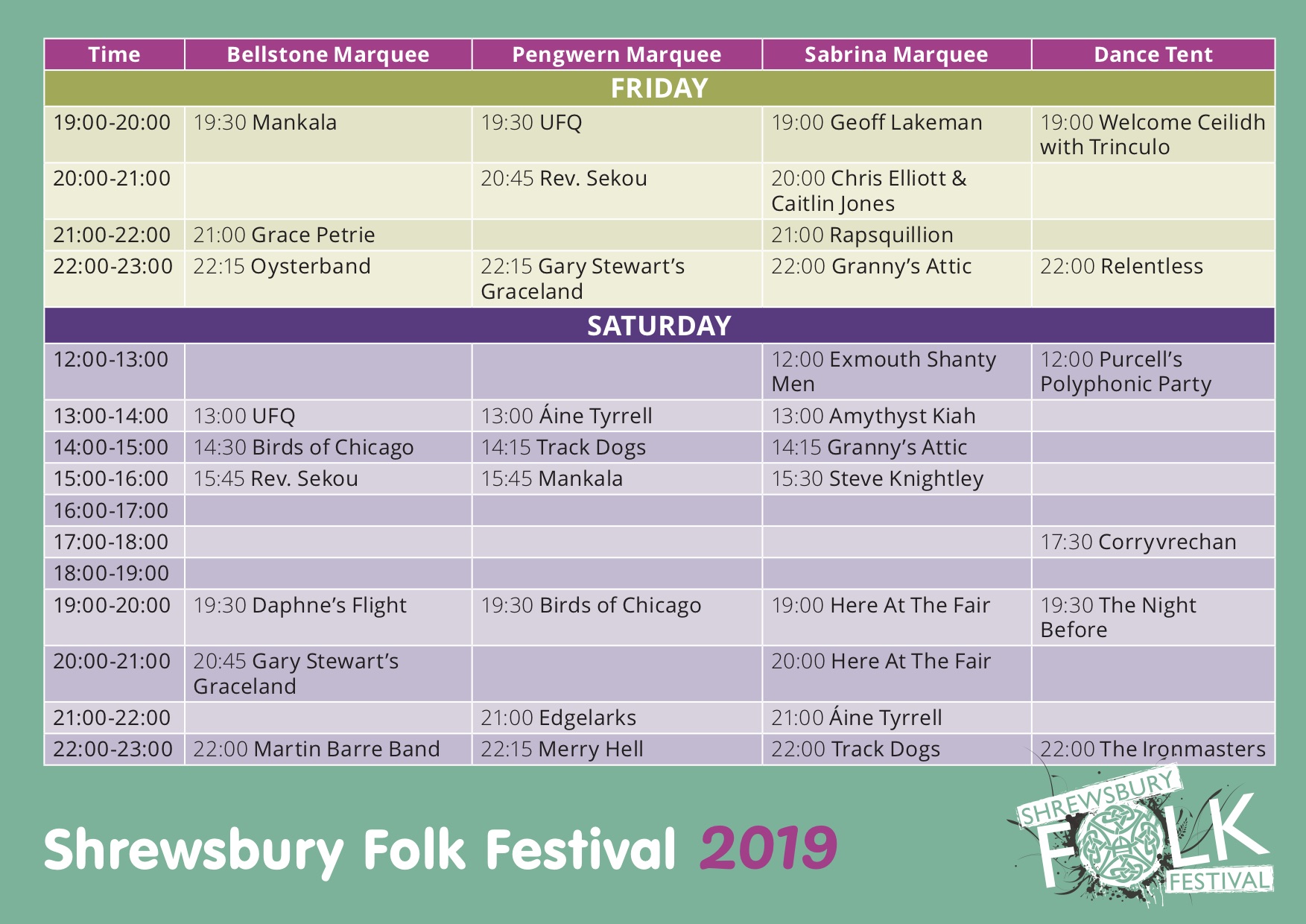 SFF 2019 Fri-Sat